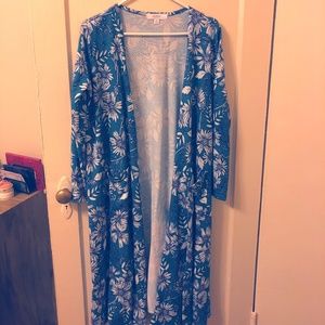 Knee Length Floral Print Cardigan